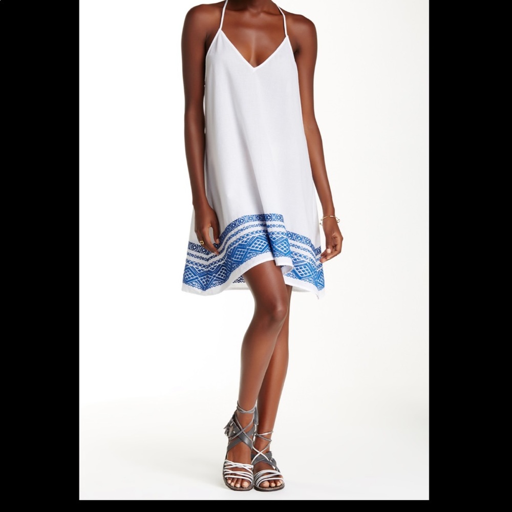 Love stitch embroidered halter dress